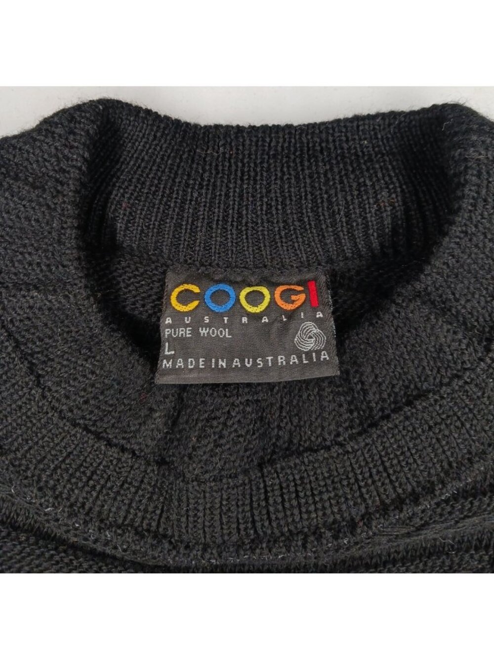 Vintage COOGI Australia Sweater Mens Large Black 3D Knit 100% Pure Wool Biggie - Picture 5 of 6